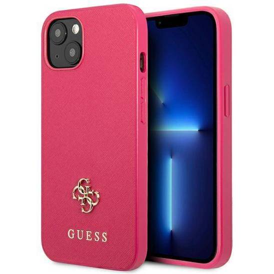 Oryginalne Etui IPHONE 13 Guess Hardcase Saffiano 4G Small Metal Logo (GUHCP13MPS4MF) różowe