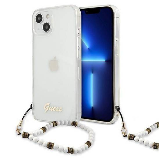 Oryginalne Etui IPHONE 13 Guess Hardcase White Pearl (GUHCP13MKPSWH) transparentne