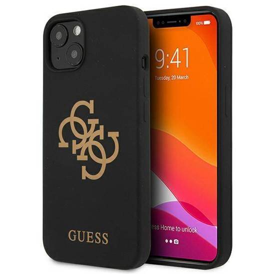 Oryginalne Etui IPHONE 13 MINI Guess Hard Case Silicone 4G Logo (GUHCP13SLS4GGBK) czarne