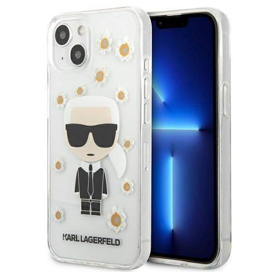 Oryginalne Etui IPHONE 13 MINI Karl Lagerfeld Flower Ikonik Karl (KLHCP13SHFLT) transparentne