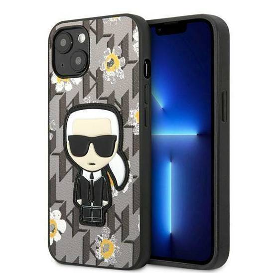 Oryginalne Etui IPHONE 13 MINI Karl Lagerfeld Flower Ikonik Karl (KLHCP13SPMNFIK1) szare