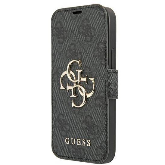 Oryginalne Etui IPHONE 13 PRO Guess Book 4G Big Metal Logo (GUBKP13L4GMGGR) szare