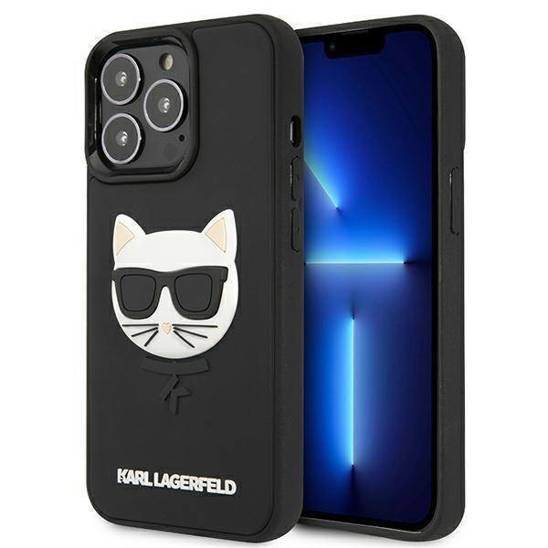 Oryginalne Etui IPHONE 13 PRO Karl Lagerfeld Hardcase 3D Rubber Choupette (KLHCP13LCH3DBK) czarne