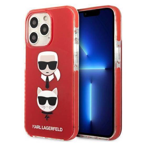 Oryginalne Etui IPHONE 13 PRO Karl Lagerfeld Hardcase Karl&Choupette Head (KLHCP13LTPE2TR) czerwone