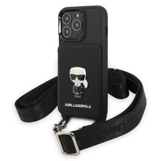 Oryginalne Etui IPHONE 13 PRO Karl Lagerfeld Hardcase Saffiano Metal Ikonik czarne