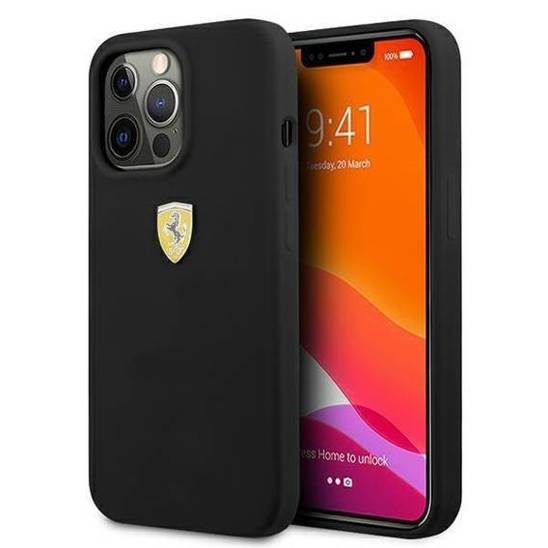 Oryginalne Etui IPHONE 13 PRO MAX Ferrari Hardcase Silicone (FESSIHCP13XBK) czarne