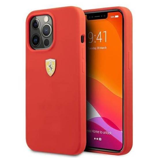 Oryginalne Etui IPHONE 13 PRO MAX Ferrari Hardcase Silicone (FESSIHCP13XRE) czerwone