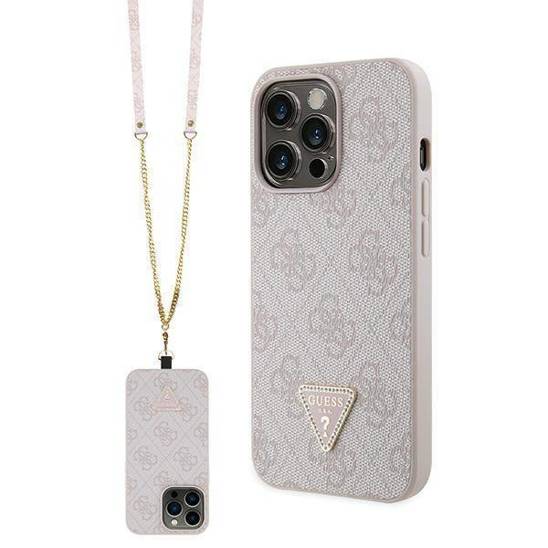 Oryginalne Etui IPHONE 13 PRO MAX Guess Hardcase Crossbody 4G Metal Logo (GUHCP13XP4TDSCPP) różowe