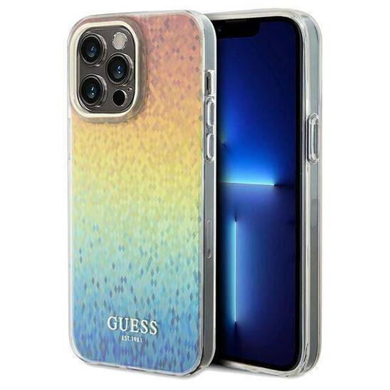 Oryginalne Etui IPHONE 13 PRO MAX Guess Hardcase IML Faceted Mirror Disco Iridescent (GUHCP13XHDECMI) wielokolorowe