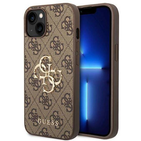 Oryginalne Etui IPHONE 14 Guess Hardcase 4G Big Metal Logo brązowe