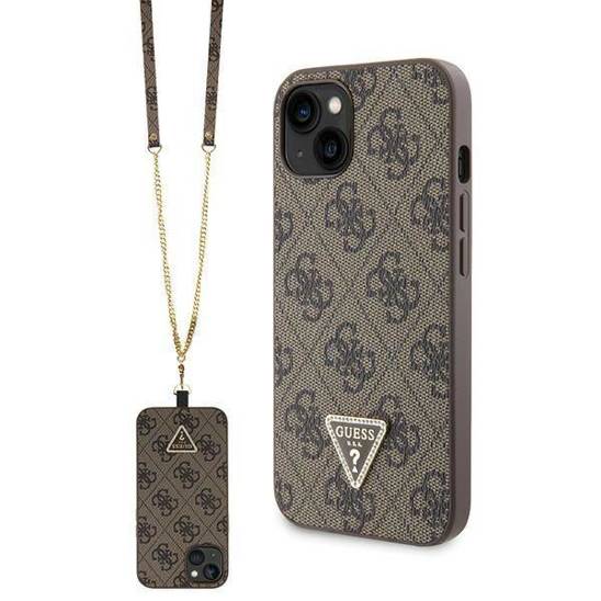 Oryginalne Etui IPHONE 14 Guess Hardcase Crossbody 4G Metal Logo (GUHCP14SP4TDSCPW) brązowe