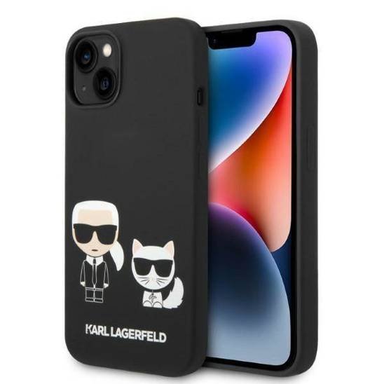 Oryginalne Etui IPHONE 14 Karl Lagerfeld Hardcase Liquid Silicone Karl & Choupette Magsafe (KLHMP14SSSKCK) czarne