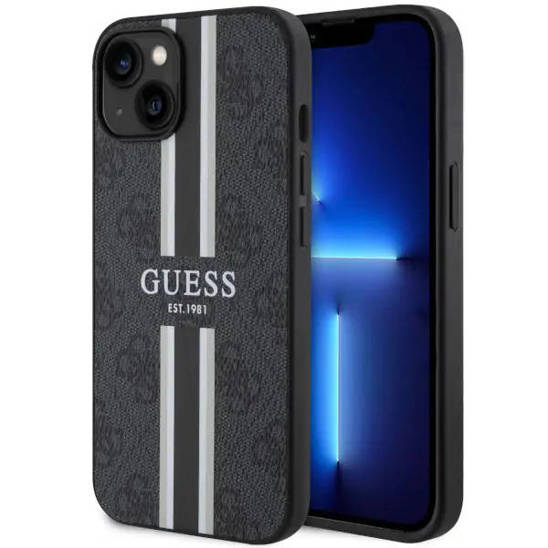 Oryginalne Etui IPHONE 14 PLUS Guess Hardcase 4G Printed Stripe MagSafe (GUHMP14MP4RPSK) czarne