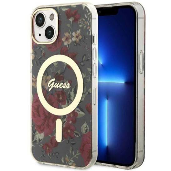 Oryginalne Etui IPHONE 14 PLUS Guess Hardcase Flower MagSafe (GUHMP14MHCFWSA) zielone