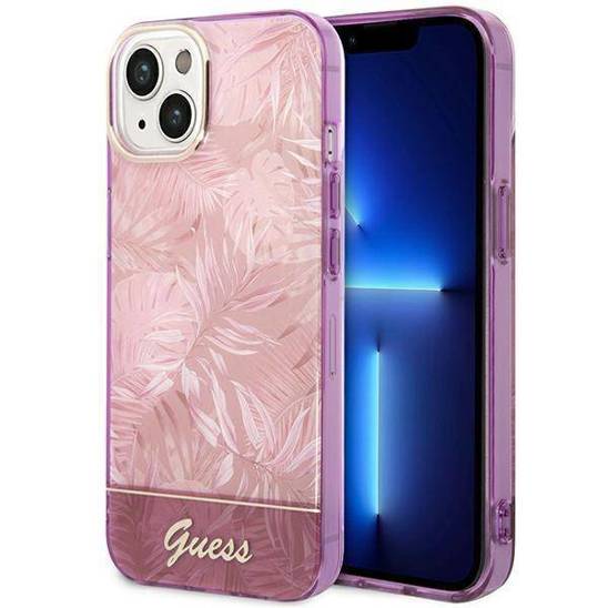 Oryginalne Etui IPHONE 14 PLUS Guess Hardcase Jungle Collection (GUHCP14MHGJGHP) różowe