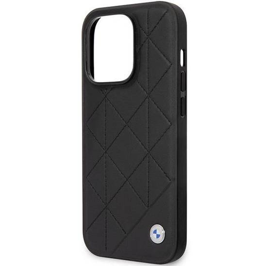 Oryginalne Etui IPHONE 14 PRO BMW Leather Quilted (BMHCP14L22RQDK) czarne