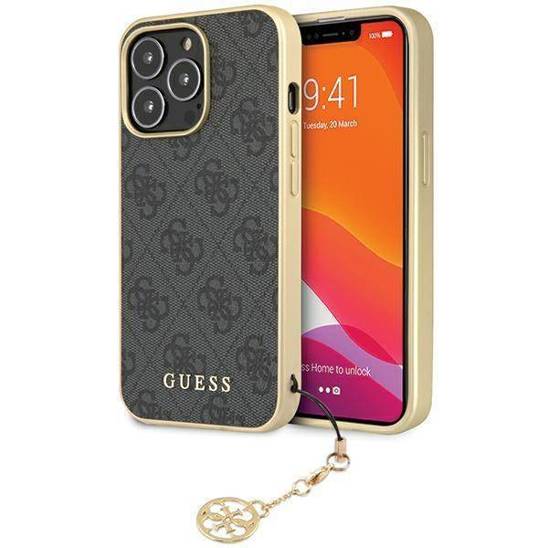 Oryginalne Etui IPHONE 14 PRO Guess Hardcase 4G Charms Collection (GUHCP14LGF4GGR) szare