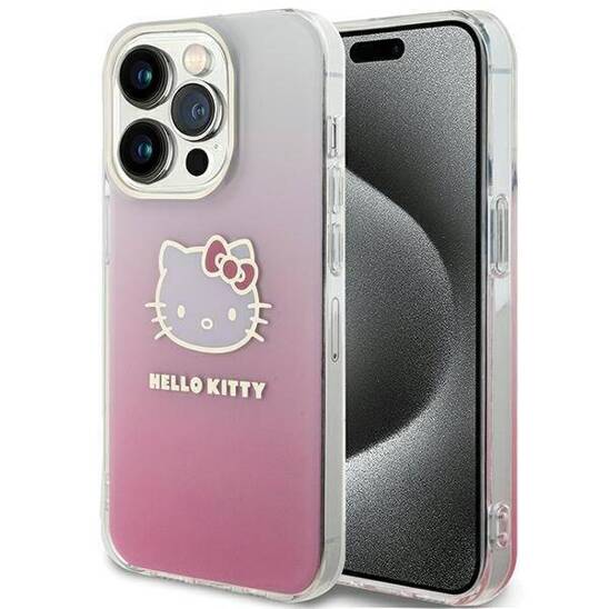 Oryginalne Etui IPHONE 14 PRO Hello Kitty Hardcase IML Gradient Electrop Kitty Head (HKHCP14LHDGKEP) różowe