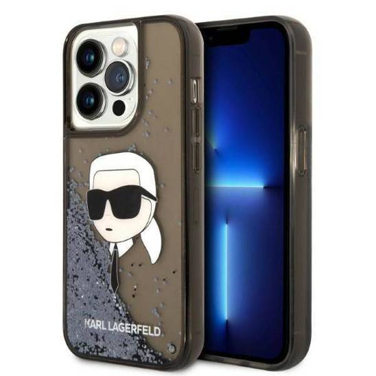 Oryginalne Etui IPHONE 14 PRO Karl Lagerfeld Hardcase Glitter NFT Karl Head (KLHCP14LLNKHCK) czarne