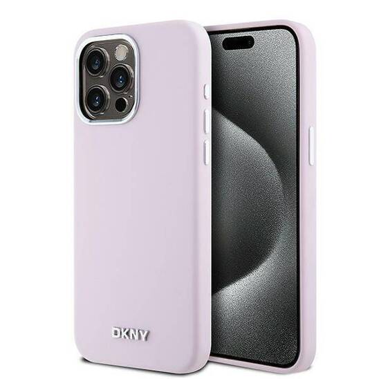 Oryginalne Etui IPHONE 14 PRO MAX DKNY Hardcase Liquid Silicone Small Metal Logo MagSafe (DKHMP14XSMCHLP) różowe