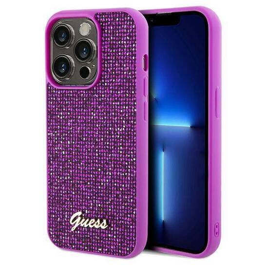 Oryginalne Etui IPHONE 14 PRO MAX Guess Hardcase Disco Metal Script (GUHCP14XPMSDGSF) fuksja