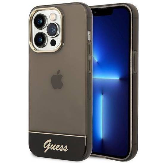 Oryginalne Etui IPHONE 14 PRO MAX Guess Hardcase Translucent czarne