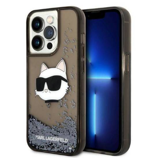 Oryginalne Etui IPHONE 14 PRO MAX Karl Lagerfeld Hardcase Glitter Choupette Patch (KLHCP14XLNCHCK) czarne