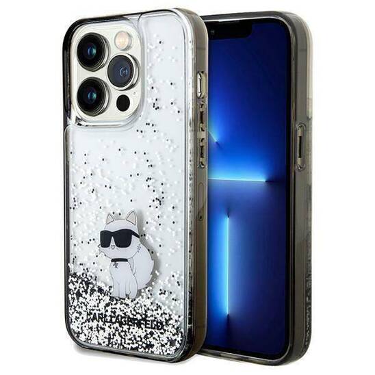 Oryginalne Etui IPHONE 14 PRO MAX Karl Lagerfeld Hardcase Liquid Glitter Choupette (KLHCP14XLKCNSK) transparentne