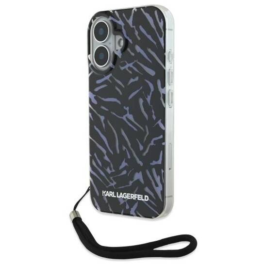 Oryginalne Etui IPHONE 16 Karl Lagerfeld Zebra With Cord (KLHCP16SHZBPKCCU) fioletowe