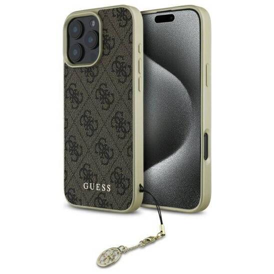 Oryginalne Etui IPHONE 16 PRO Guess Hardcase 4G Charms Collection (GUHCP16LGF4GBR) brązowe