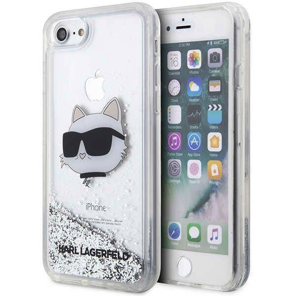 Oryginalne Etui IPHONE SE 2022 / SE 2020 / 7 / 8 Karl Lagerfeld Hardcase Glitter Choupette Head (KLHCI8LNCHCS) srebrne