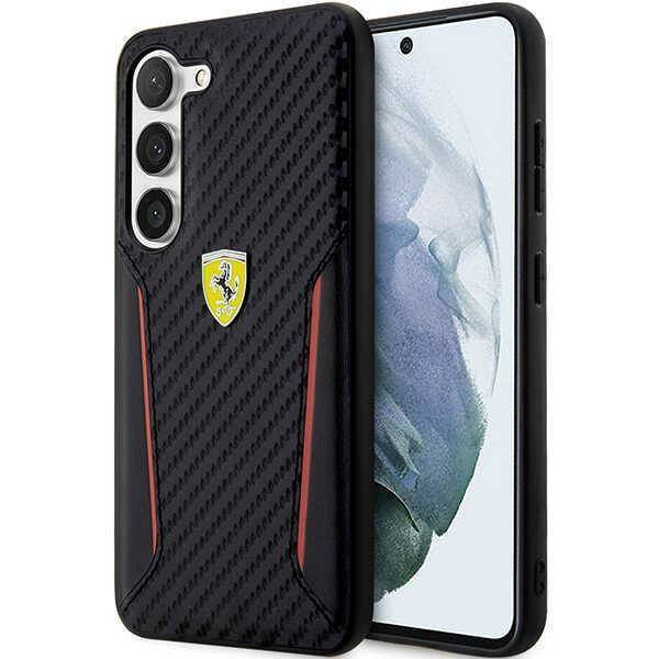 Oryginalne Etui SAMSUNG GALAXY S23+ Ferrari Hardcase Carbon Contrast Edges (FEHCS23MNPYK) czarne