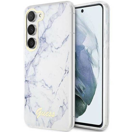 Oryginalne Etui SAMSUNG GALAXY S23 Guess Hardcase Marble (GUHCS23SPCUMAH) białe