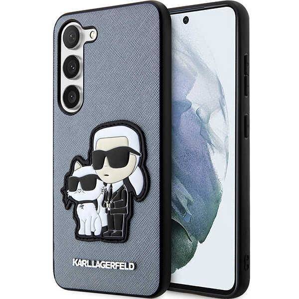 Oryginalne Etui SAMSUNG GALAXY S23+ Karl Lagerfeld Hardcase Saffiano Karl & Choupette (KLHCS23MSANKCPG) szare