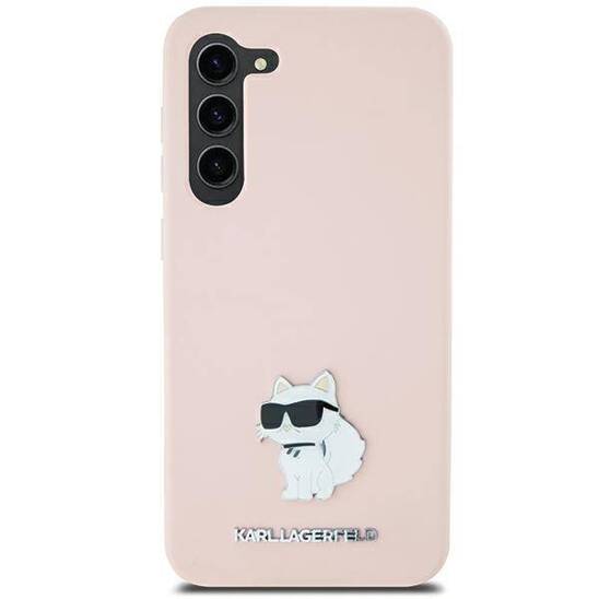 Oryginalne Etui SAMSUNG GALAXY S23 ULTRA Karl Lagerfeld Silicone Choupette Metal Pin (KLHCS23LSMHCNPP) różowe