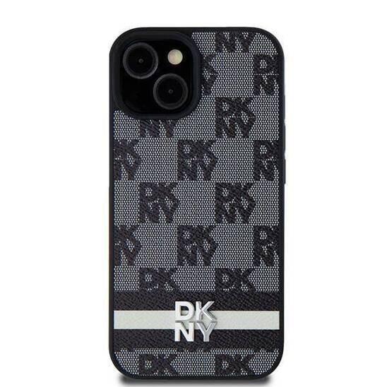 Oryginalne Etui SAMSUNG GALAXY S24 DKNY Hardcase Leather Checkered Mono Pattern & Printed Stripes (DKHCS24SPCPTSSK) czarne