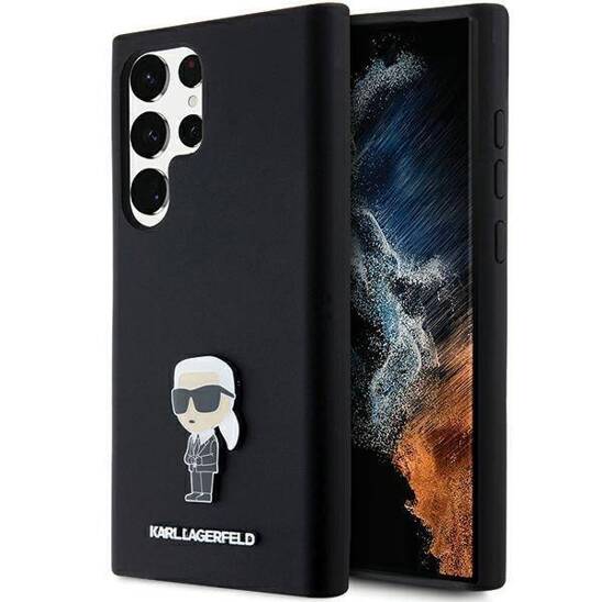 Oryginalne Etui SAMSUNG GALAXY S24 ULTRA Karl Lagerfeld Silicone Ikonik Metal Pin (KLHCS24LSMHKNPK) czarne