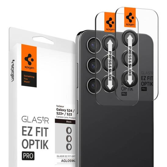 Osłona Aparatu GALAXY S23 / S23+ Spigen Optik. TR ”Ez Fit” Camera Protector 2-pack czarne