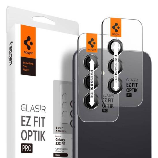 Osłona Aparatu SAMSUNG GALAXY S23 FE Spigen Optik. TR ”EZ FIT” Camera Protector 2-pack czarne