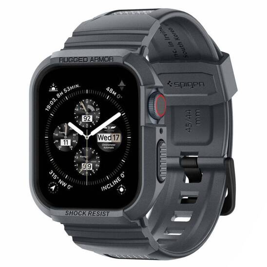 Pasek do APPLE WATCH 4 / 5 / 6 / 7 / 8 / 9 / SE ( 44 / 45 MM) Spigen Rugged Armor "Pro" szare