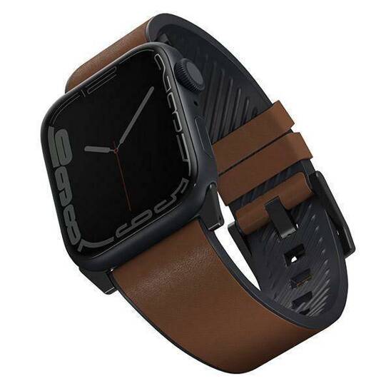 Pasek do APPLE WATCH 4 / 5 / 6 / 7 / 8 / SE (42 / 44 / 45 MM) UNIQ Straden Leather Hybrid Strap brązowe