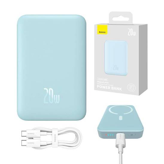 Powerbank 10000mAh 20W Baseus Magnetic Mini niebieski