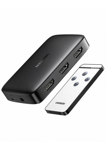 Przełącznik Switch UGREEN CM332 3w1 HDMI 1.4 4K 30 Hz (czarny)