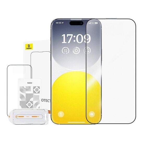 Szkło Hartowane 5D APPLE IPHONE 15 PLUS Tempered Glass Baseus Crystalline Anti-Glare czarne