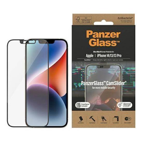 Szkło Hartowane 5D IPHONE 14 / 13 PRO / 13 PanzerGlass Ultra-Wide Fit Screen Protection CamSlider Antibacterial Easy Aligner Included (2795)