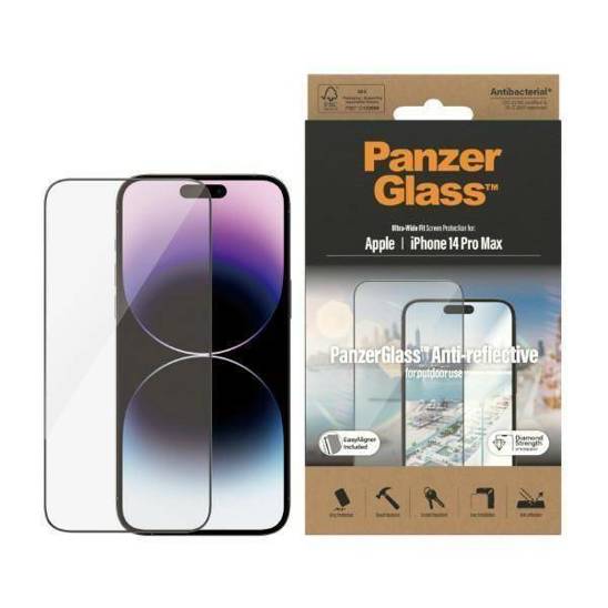 Szkło Hartowane 5D IPHONE 14 PRO MAX PanzerGlass Ultra-Wide Fit Screen Protection Anti-reflective Antibacterial Easy Aligner Included (2790)