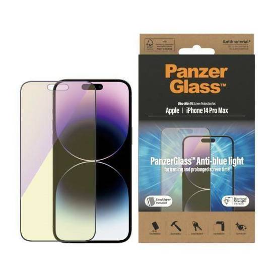 Szkło Hartowane 5D IPHONE 14 PRO MAX PanzerGlass Ultra-Wide Fit Screen Protection Antibacterial Easy Aligner Included Anti-blue light (2794)