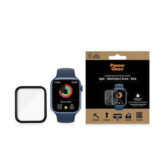 Szkło Hartowane APPLE WATCH 7 (45MM) PanzerGlass Curved Antibacterial czarne