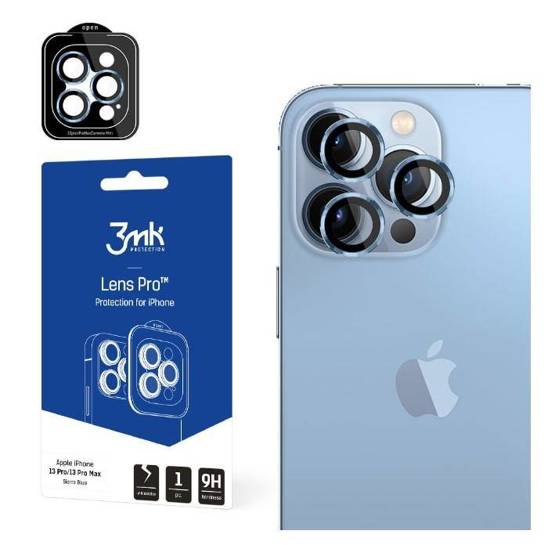 Szkło Hartowane na Aparat IPHONE 13 PRO / 13 PRO MAX 3MK Lens Protection Pro jasnoniebieskie