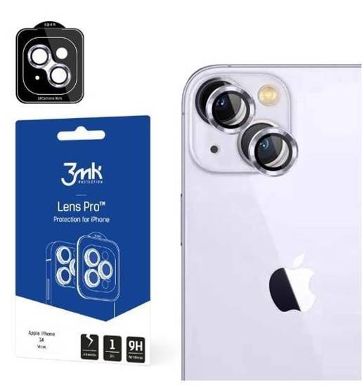 Szkło Hartowane na Aparat IPHONE 14 3MK Lens Protection Pro fioletowe